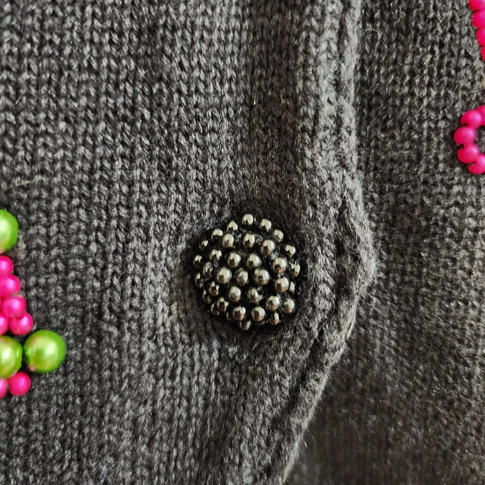 Vintage Michael Simon Beaded Telephone Vest Art Knit Whimsical Y2K READ DESC